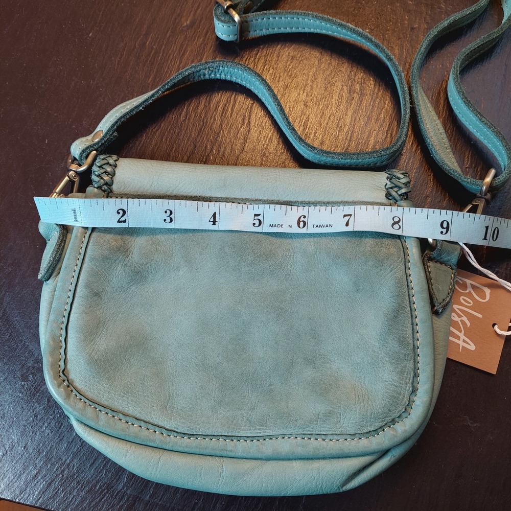 Bolsa Nova Womens Naples Italian Leather Crossbody Saddlebag Pistachio $240 NEW! - Picture 9 of 10